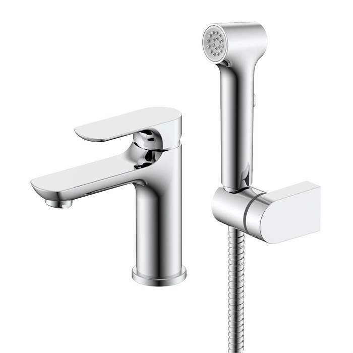 Смеситель Raglo для раковины с гигиеническим душем монолитный, хром (R03.12) R03.12