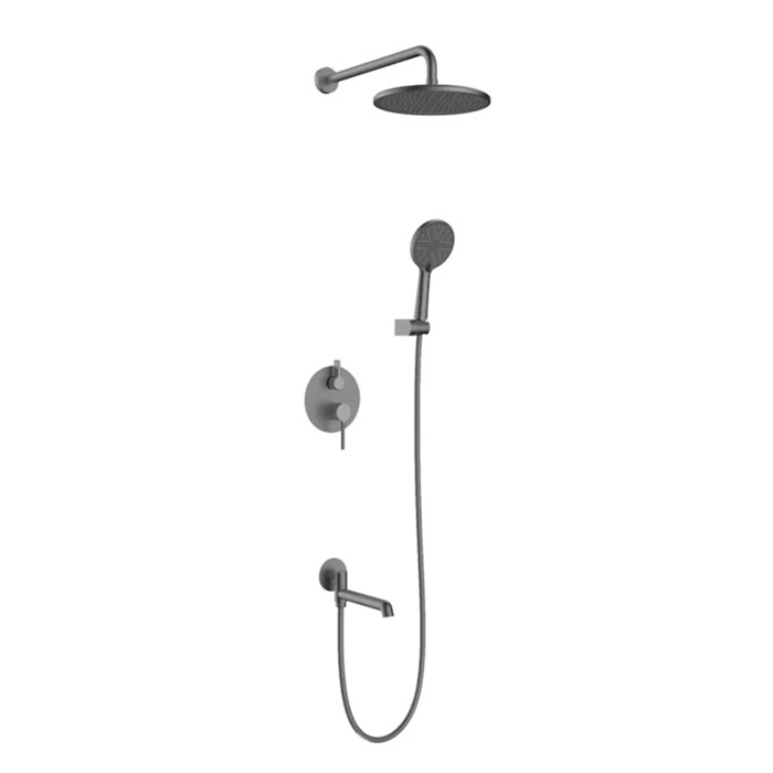 Душевая система Raglo для ванны и душа встраиваемая на 3 режима излив поворотный 20 см, графит (R20.27.09) R20.27.09 - фото 210292