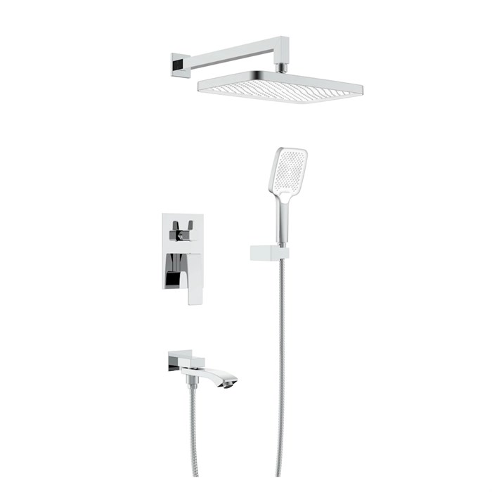 Душевая система Raglo для ванны и душа встраиваемая на 3 режима излив поворотный 20 см, хром (R01.27) R01.27