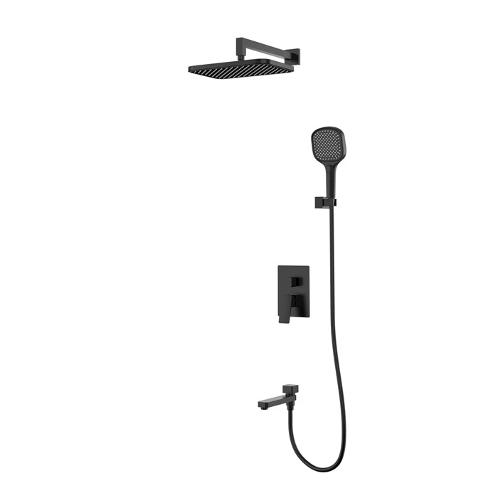 Душевая система Raglo для ванны и душа встраиваемая на 3 режима излив поворотный 20 см, черный (R30.27.06) R30.27.06