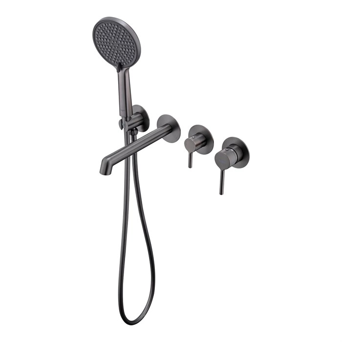 Смеситель Raglo для ванны встраиваемый излив монолитный 20 см, графит (R20.32.09) R20.32.09