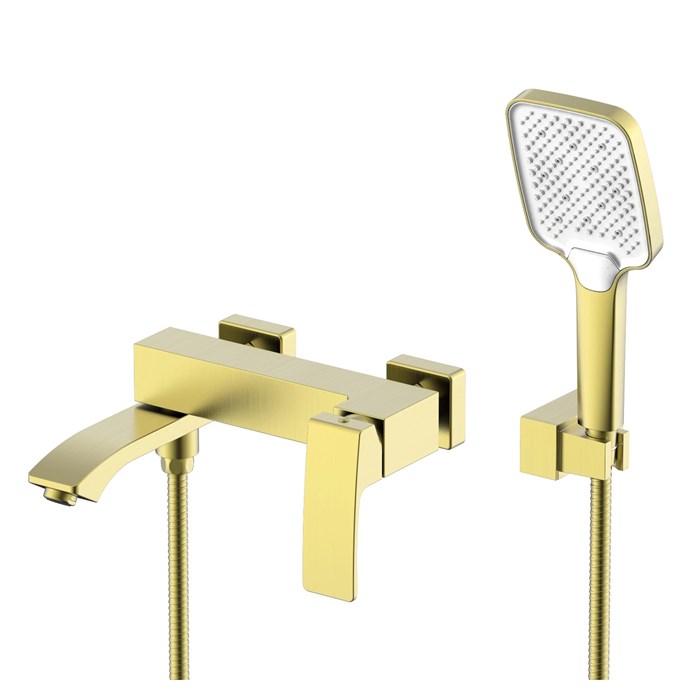 Смеситель Raglo для ванны и душа настенный излив поворотный 15 см, сатин золотой (R01.30.03) R01.30.03