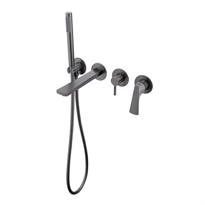 Смеситель Raglo для ванны и душа встраиваемый излив монолитный 20 см, графит (R07.32.09) R07.32.09