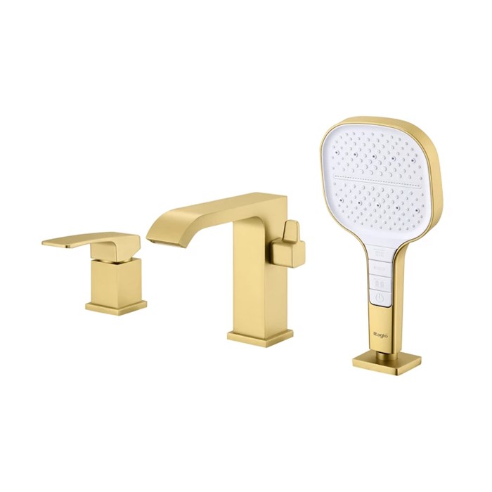 Смеситель Raglo на борт ванны врезной монолитный, сатин золотой (R02.31.03) R02.31.03