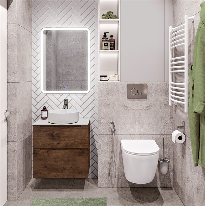 Тумба со столешницей и накладной раковиной подвесная BelBagno ETNA-H60 60 Rovere Moro 200660 - фото 211081