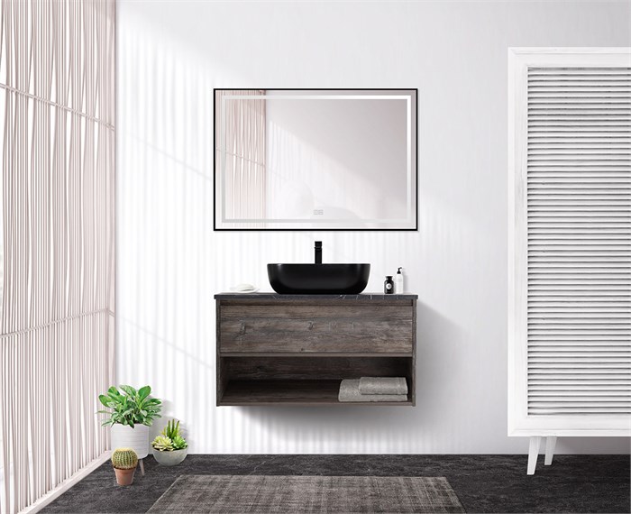 Тумба со столешницей, одним ящиком и одной открытой полкой подвесная BelBagno KRAFT 80 Pino Pasadena 200363 - фото 211189