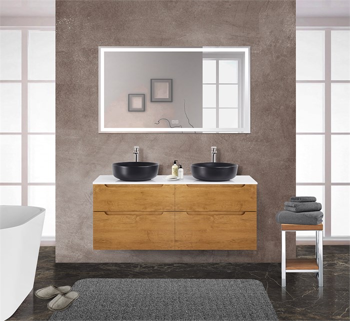 Тумба со столешницей и накладными раковинами подвесная BelBagno ETNA-H60 140 Rovere Nature 200250