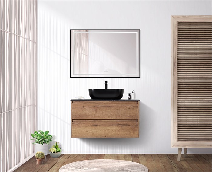 Тумба со столешницей и накладной раковиной подвесная BelBagno KRAFT 100 Rovere Tabacco 194869