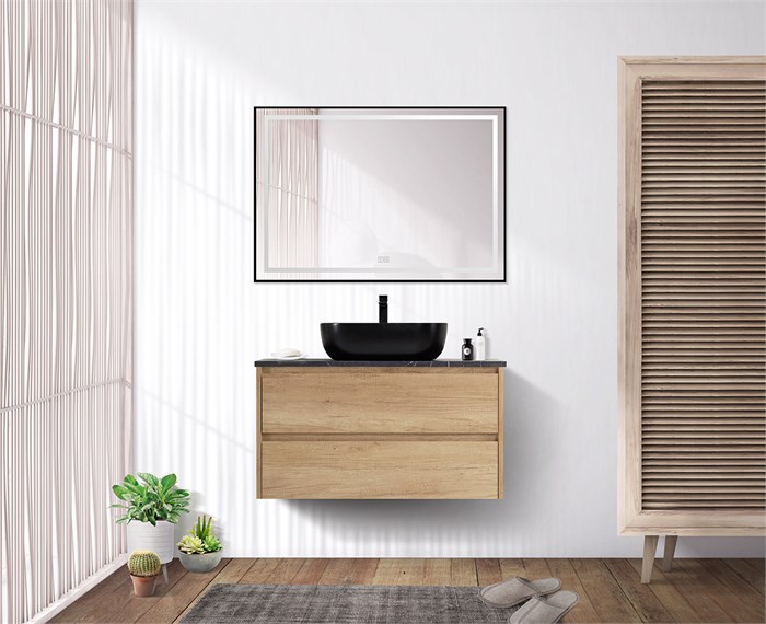 Тумба со столешницей и накладной раковиной подвесная BelBagno KRAFT 100 Rovere Nebrasca Nature 194865