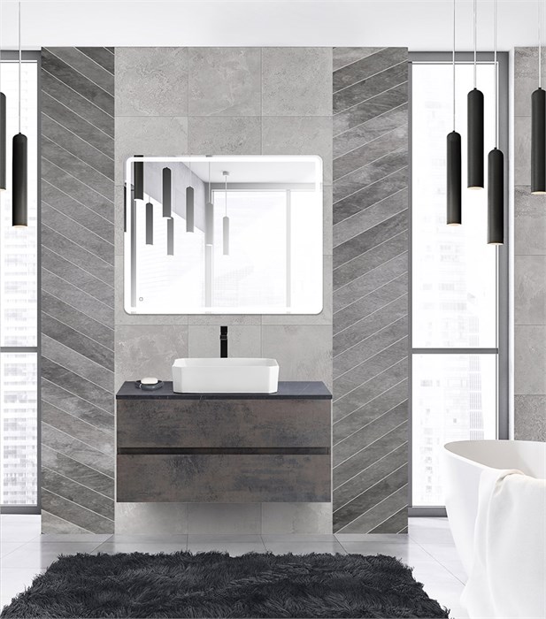 Тумба со столешницей под накладную раковину подвесная CEZARES MOLVENO 46 100 Ossido 190546