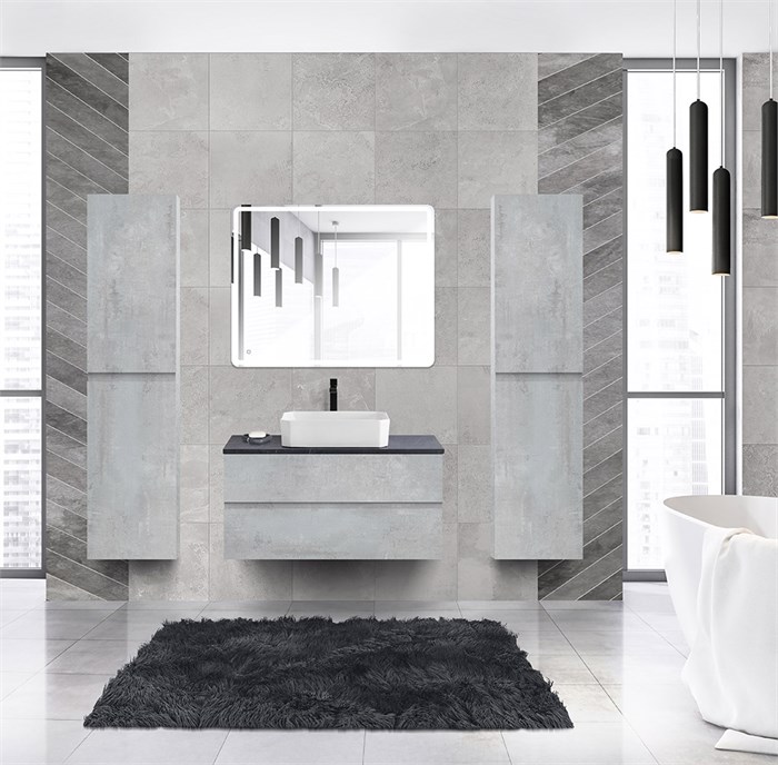 Тумба со столешницей под накладную раковину подвесная CEZARES MOLVENO 46 100 Beton 190530