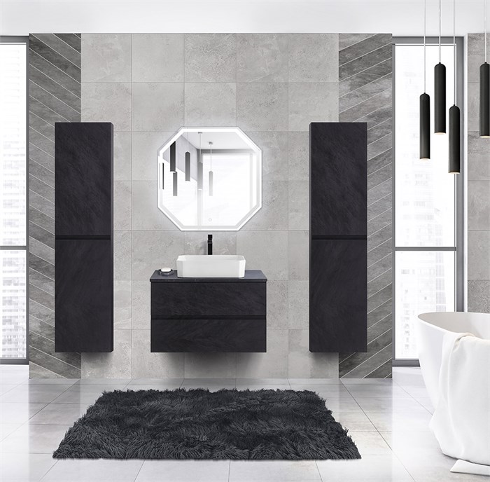 Тумба со столешницей под накладную раковину подвесная CEZARES MOLVENO 46 80 Nero 190526