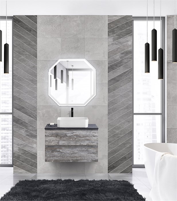 Тумба со столешницей под накладную раковину подвесная CEZARES MOLVENO 46 80 Legno Grigio 190525