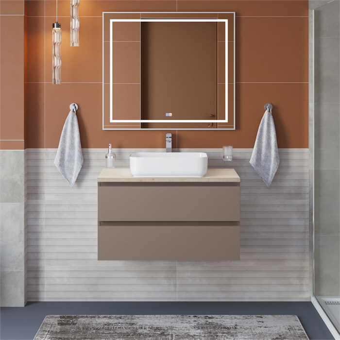 Тумба со столешницей подвесная BelBagno KRAFT 90 Бежевый матовый, столешница KEP-90-MCO 204911