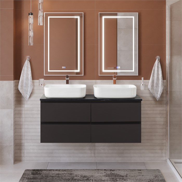 Тумба с четырьмя ящиками и столешницей подвесная BelBagno KRAFT 120 Темно-Серый Матовый, столешница KEP-120-2-MNO 204162