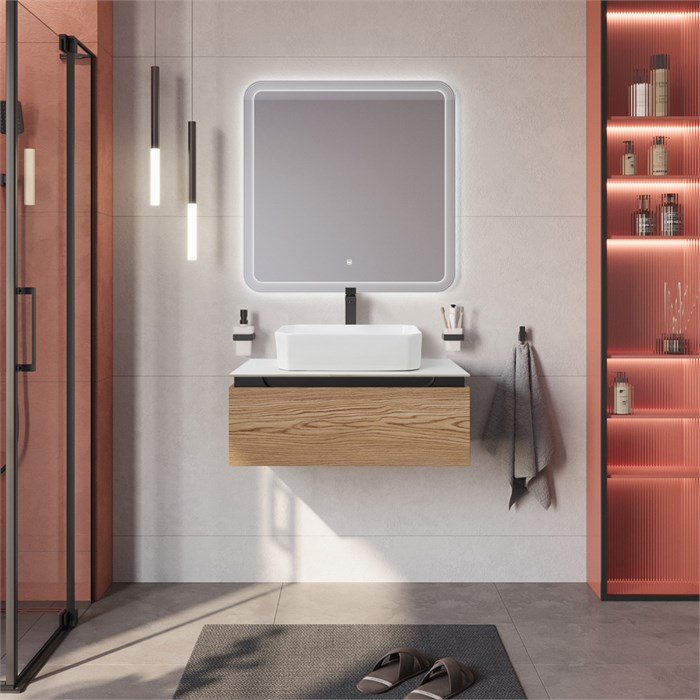 Тумба со столешницей подвесная CEZARES SLIDER 80 Дуб тангент, столешница SLD-80/48-BO 203904