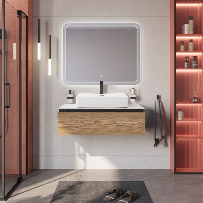 Тумба со столешницей подвесная CEZARES SLIDER 100 Дуб тангент, столешница SLD-100/48-BO 203886