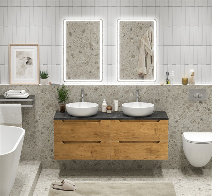 Тумба с четырьмя ящиками и столешницей подвесная BelBagno ETNA 140 Rovere Nature 202741