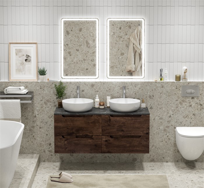 Тумба с четырьмя ящиками и столешницей подвесная BelBagno ETNA 120 Rovere Moro 202737