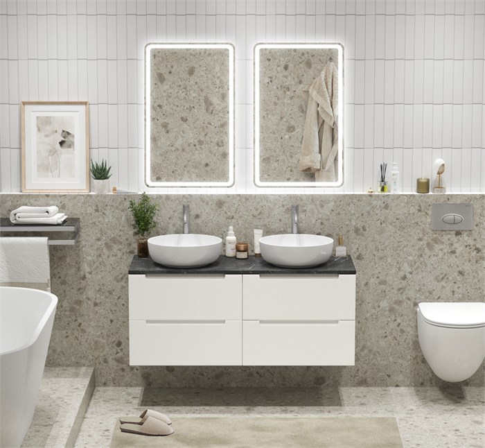 Тумба с четырьмя ящиками и столешницей подвесная BelBagno ETNA 120 Bianco Lucido 202736