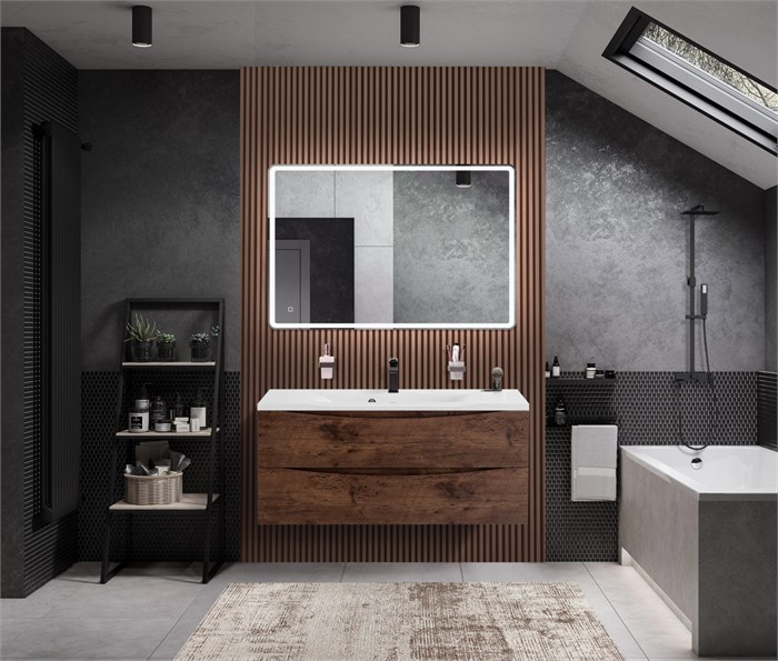 Тумба с раковиной подвесная BelBagno MARINO 120 Rovere Moro, раковина белая 201939
