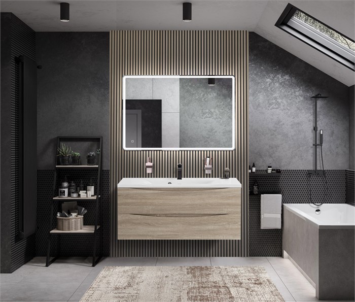 Тумба с раковиной подвесная BelBagno MARINO 120 Rovere Grigio, раковина белая 201932