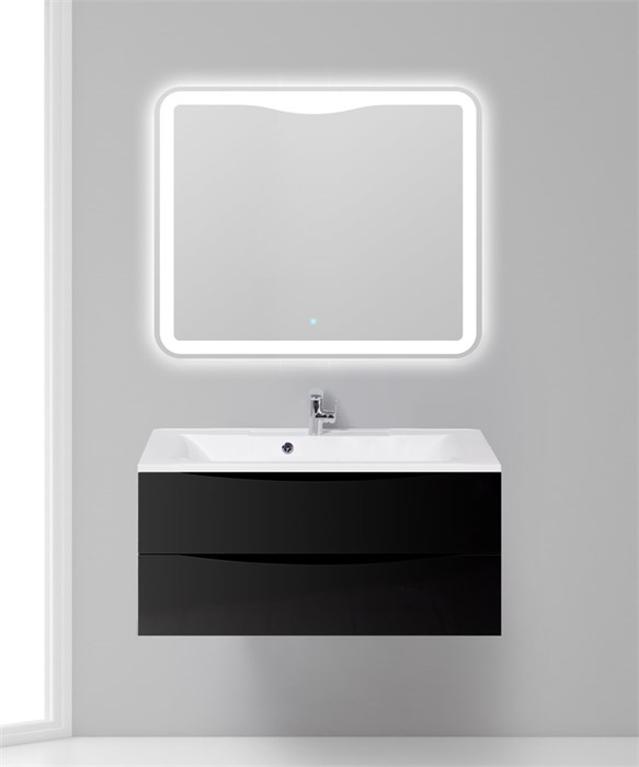 Тумба с раковиной подвесная BelBagno MARINO 100 Nero Lucido, раковина белая 201916