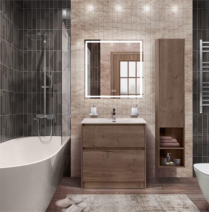 Тумба с керамической раковиной напольная BelBagno KRAFT 80 Rovere Tabacco, раковина BB800ETL белая 201639