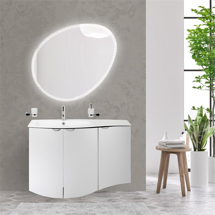 Тумба с раковиной подвесная CEZARES RIALTO 104 Bianco Opaco, левосторонняя 200930