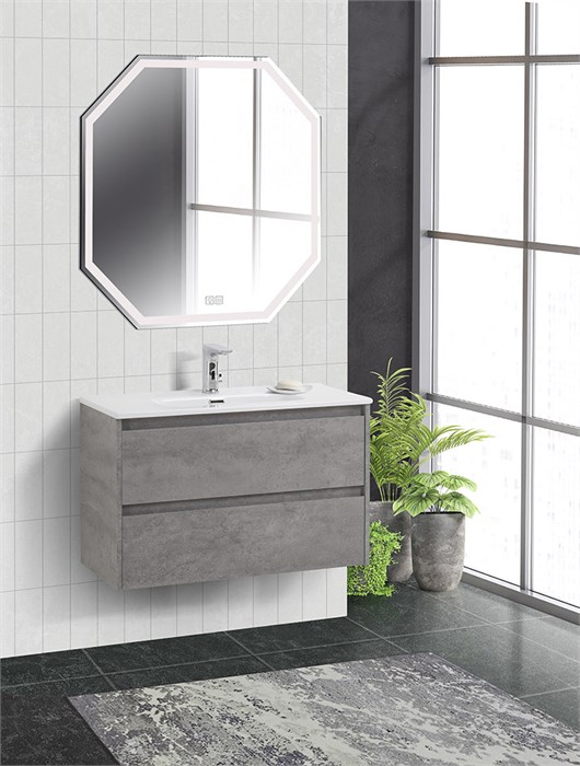 Тумба с раковиной подвесная BelBagno KRAFT 39 80 Cemento Grigio, раковина белая 200307