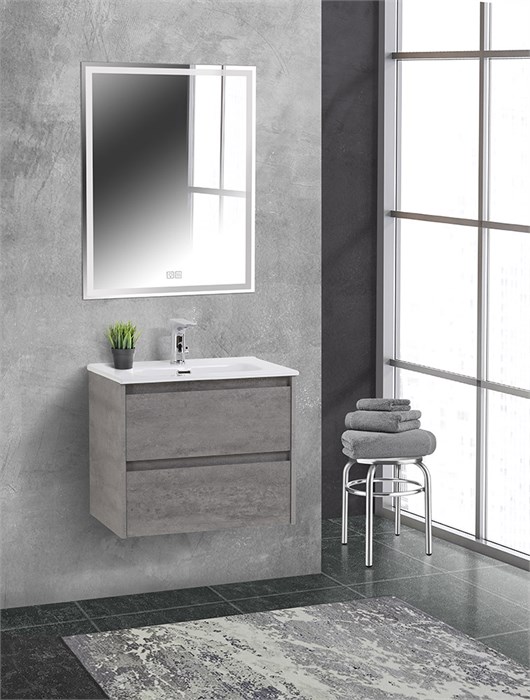 Тумба с раковиной подвесная BelBagno KRAFT 39 70 Cemento Grigio, раковина белая 200306