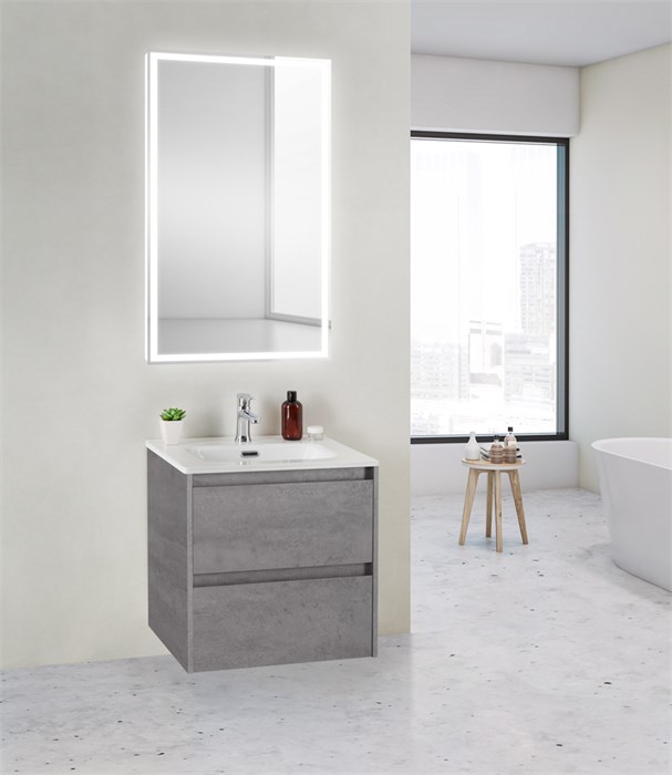 Тумба с раковиной подвесная BelBagno KRAFT 39 50 Cemento Grigio, раковина белая 200304
