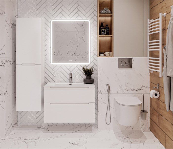 Тумба с раковиной подвесная BelBagno ETNA-H60 90 Bianco Lucido, раковина белая 200228