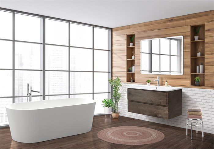 Тумба с раковиной подвесная BelBagno ALBANO-CER 105 Rovere Nature Grigio, раковина белая 196829