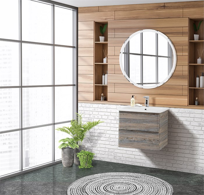 Тумба с раковиной подвесная BelBagno ALBANO-CER 60 Pino Scania, раковина белая 196827