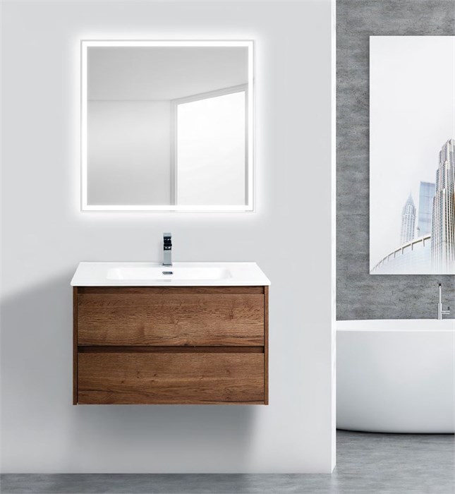 Тумба с раковиной подвесная BelBagno KRAFT 80 Rovere Tabacco, раковина белая 194023