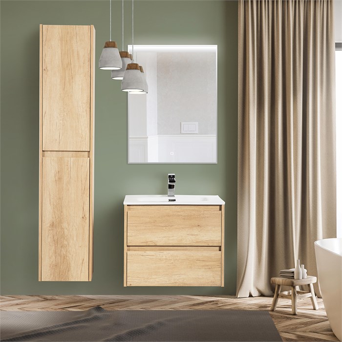 Тумба с раковиной подвесная BelBagno KRAFT 70 Rovere Nebrasca Nature, раковина белая 194017