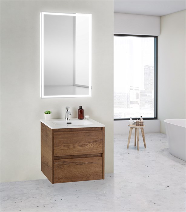 Тумба с раковиной подвесная BelBagno KRAFT 39 50 Rovere Tabacco, раковина белая 193995