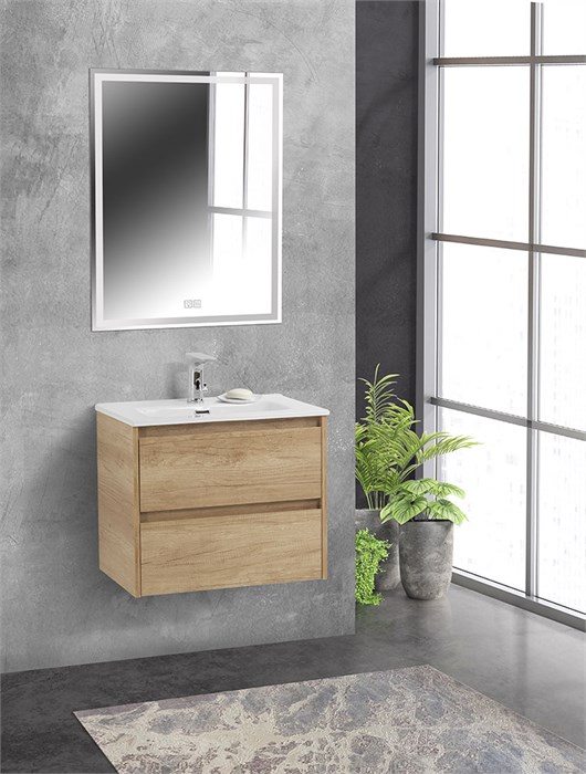 Тумба с раковиной подвесная BelBagno KRAFT 39 60 Rovere Nebrasca Nature, раковина белая 193992