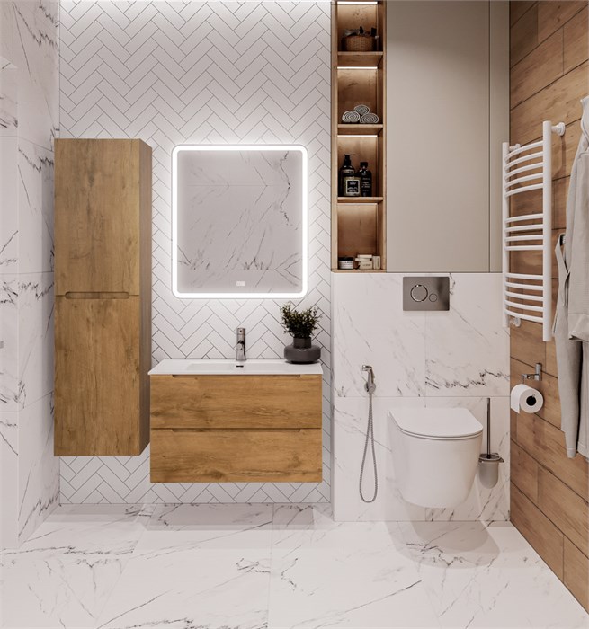 Тумба с раковиной подвесная BelBagno ETNA 80  Rovere Nature, раковина белая 193981