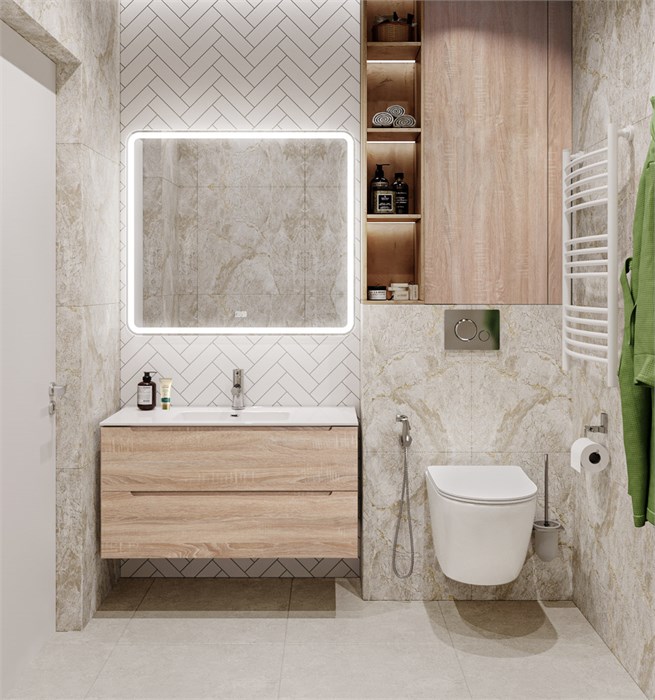 Тумба с раковиной подвесная BelBagno ETNA 100 Rovere Bianco, раковина белая 193963