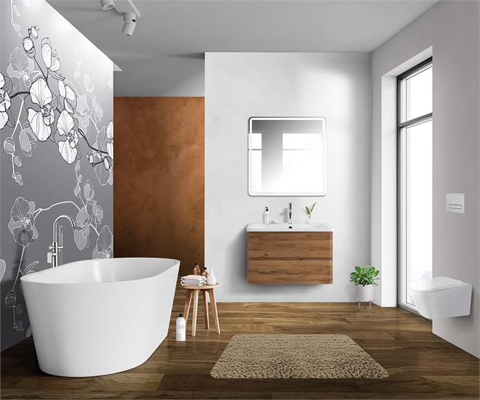 Тумба с раковиной подвесная BelBagno ALBANO 90 Rovere Rustico, раковина белая 193911