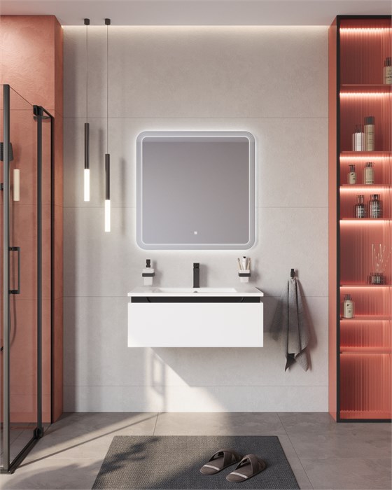 Тумба с раковиной подвесная CEZARES SLIDER 80 Bianco Opaco, раковина белая 190690