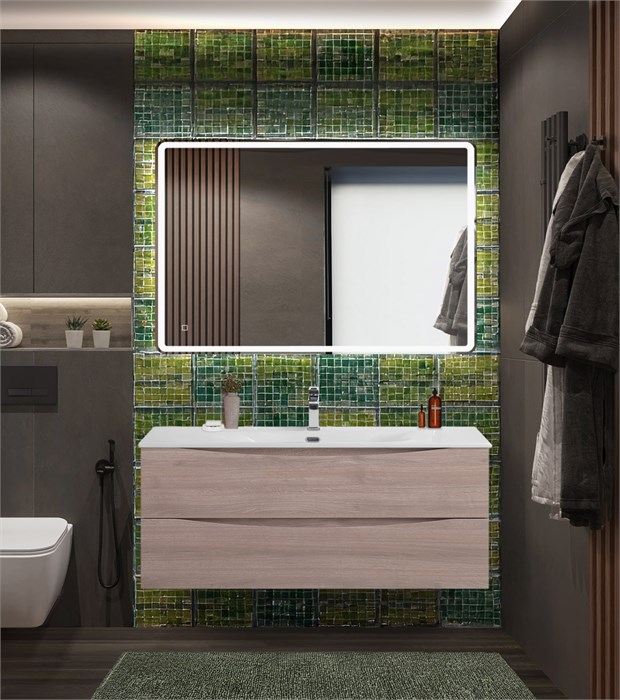 Тумба с раковиной подвесная BelBagno MARINO-CER-N 120 Rovere Grigio, раковина белая 203017