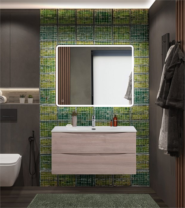 Тумба с раковиной подвесная BelBagno MARINO-CER-N 100 Rovere Grigio, раковина белая 203013