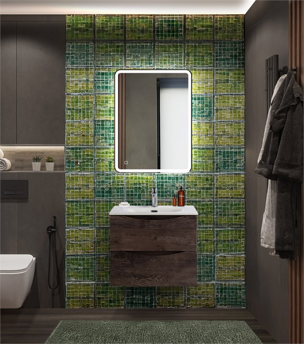 Тумба с раковиной подвесная BelBagno MARINO-CER-N 60 Rovere Nature Grigio, раковина белая 203002