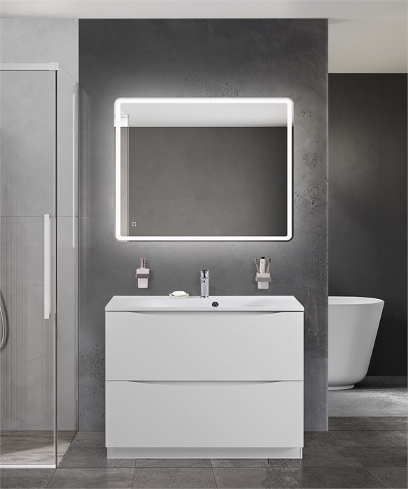 Тумба с раковиной напольная BelBagno MARINO 100 Bianco Lucido, раковина белая BB1000/450-LV-MR-FT 202754