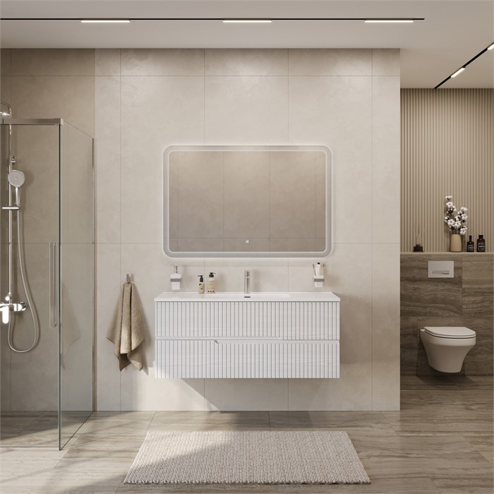 Тумба с раковиной подвесная CEZARES DUET-N 120 Ясень Белый Софт, раковина белая CZR-8095-120 190855