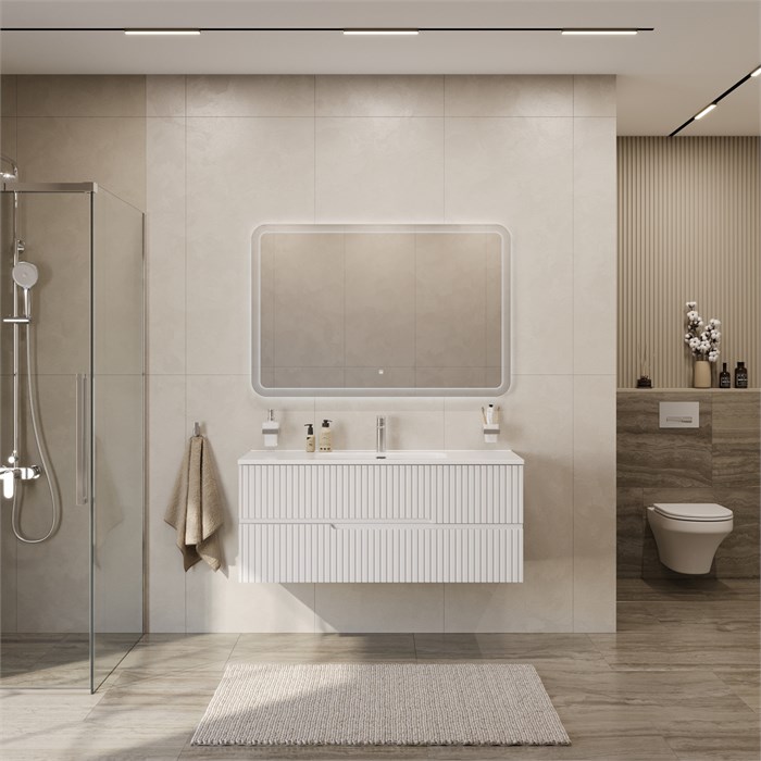 Тумба с раковиной подвесная CEZARES DUET-N 120 Bianco Opaco, раковина белая CZR-8095-120 190850