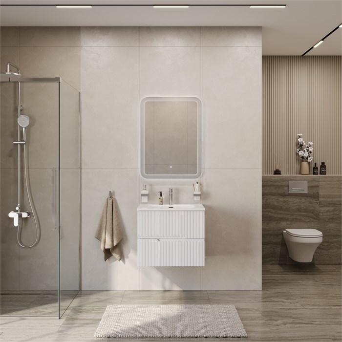 Тумба с раковиной подвесная CEZARES DUET-N 70 Bianco Lucido, раковина белая CZR-8095-70 190819